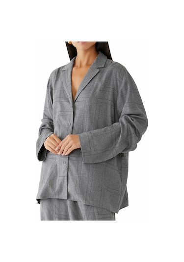 Toteme Monogram Desenli Flanel Pijama Üstü Gri