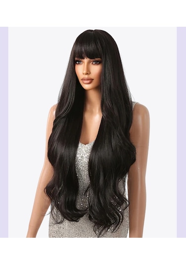 Kadın's Peruk 30 İnç Uzun Siyah Kıvırcık Saç Peruk Patlamalı Doğal Görünümlü Dalgalı Per Sentetik Saç Peruk Kaynak Çıtçıt 58638592