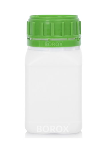 Borox Plastik Kare Şişe Yeşil Kilit Kapaklı Sızdırmaz Numune şişesi 5 x 250 ML
