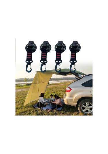 Skycity Kamp Çadırı 360 Dönebilen Süksiyon Cup Kroketi Seti - 4 Süksiyon + 4 S Şekilli Krokett + Temizlik Mendili + Taşıma Çantası Çok Renkli