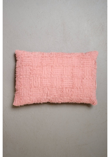 Peraluna Foam Pıllow Şifon Şerit Triko Yastık Kılıfı 60x40 Cm Pudra - Pudra