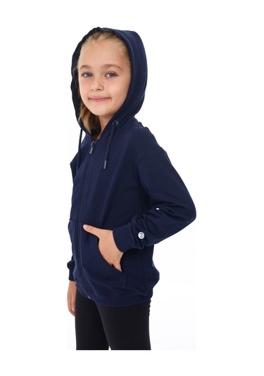 Toontoy Kız Çocuk Baskılı Hırka Lacivert