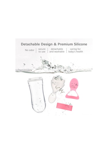 Moveevo Yeşil Bebek Silikon Yemek Kaşığı - Tıkanabilir Reçel Sporu - Entegre Beslenme Kolu Yeşil