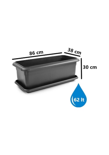Omnipazar So-v692 Tabaklı Villa Bahçe Saksı Takımı 62 Lt Antrasit 3 Adet