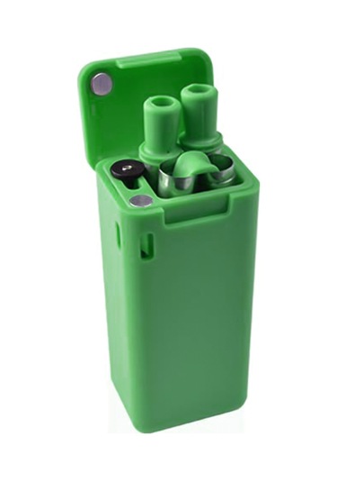 Symbee Yeniden Kullanılabilir Çelik Darbeli Suluk - Katlanabilir Silikon Uçlu, Taşınabilir Abs Saklama Kutusu Ve Temizleme Fırçası İle Yeşil Set Yeşil