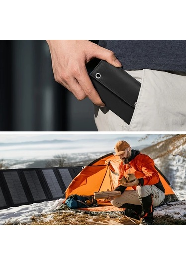 Motion003 Siyah Takım Elbise 6 Katlı Güneş Şarj Cihazı Pil Paneli Taşınabilir Güç Kaynağı Hızlı Usb Şarj Fotovoltaik Kamp Rv Güneş Paneli