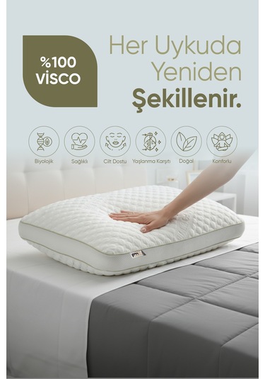Kırışıklık Önleyici Visko Yastık - Ortopedik Tombul Güzellik Yastığı - Yaşlanma Karşıtı Beyaz