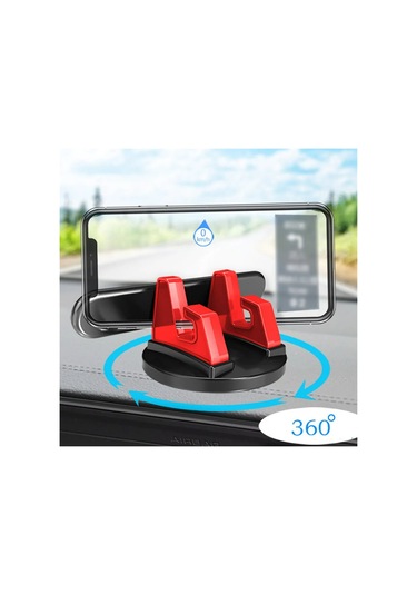 Yifomall Araç Telefon Tutucu, 360 Derece Döner, Sabitli Kancalı, Navigasyon Ve Tablet Uyumlu, Kırmızı, 6x6x4.5cm, Kauçuk Tabanlı, Ekranı Korumalı Kırmızı