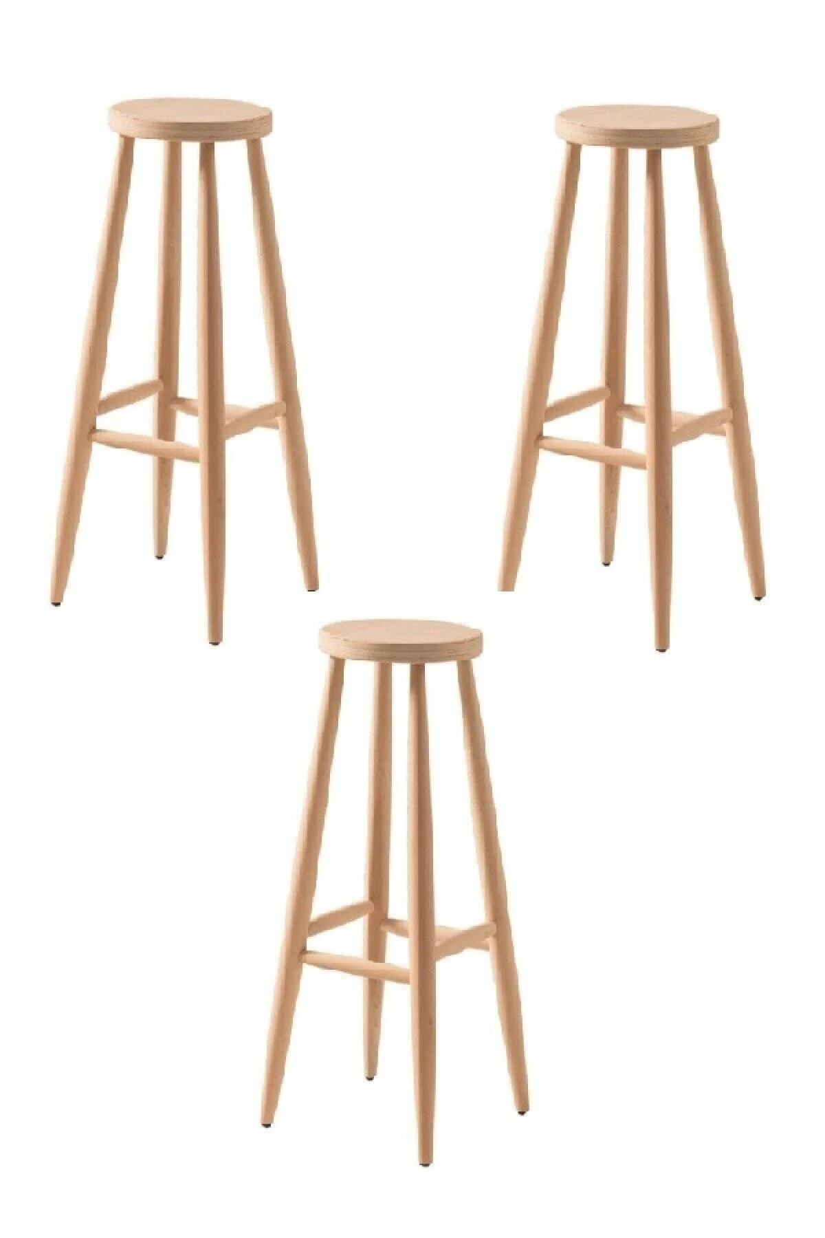 Clk Home Ahşap Tabure Ham 28 70 Cm Yuvarlak Ahşap