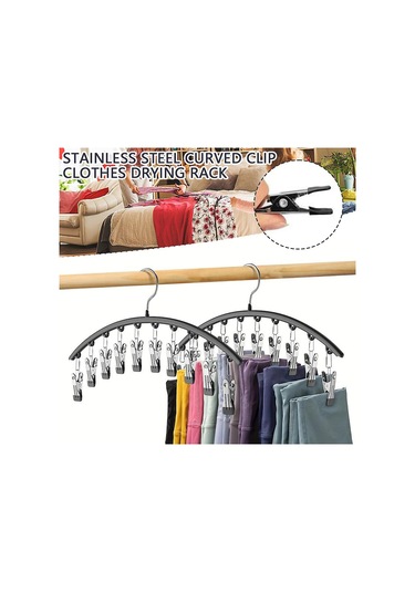 Ganzhoushop 10 Klipsli Paslanmaz Çelik Çorap Kurutma Rafı Dayanıklı Rüzgar Geçirmez Elbise Askısı Ev Çamaşırları İçin Çok Renkli