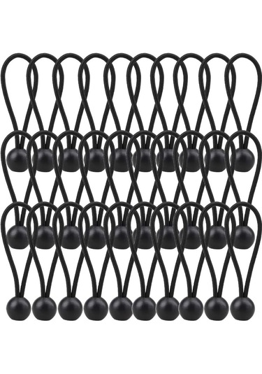 Tenfowee 30 Adet Siyah 4 İnç Kauçuk Top Kordonu, 4mm Kalınlıkta Hava Dayanıklı Bağlama Kayışı - Kamp, Çadır, Kargo, Tel Ve Hortum Sabitleme İçin Çok Renkli