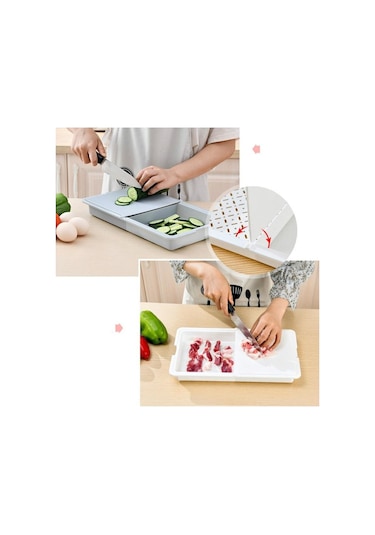 Beyaz Üçlü Meyve Plastik Kesme Tahtası Çok Fonksiyonlu Kesme Tahtası Mutfak Kesme Tahtası Mutfak Aracı