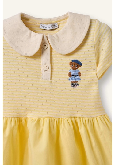 Defacto Ayıcılıklı Ayıcıklı Elbise Kız Bebek H3252A526SM Sarı
