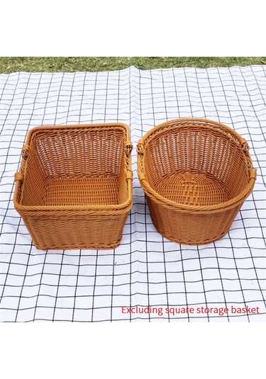 Xiaaokeji El Yapımı Saplı Taklit Rattan Piknik Sepeti Diğer