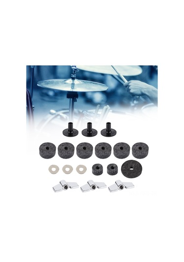 Hfambition Gri Kaliteli Davul Aksesuar Seti - Felt Paspas, Muff, Kelebek Somunu Ve Yastık - Cymbal Koruması Ve Ses Kalitesi Artırıcı