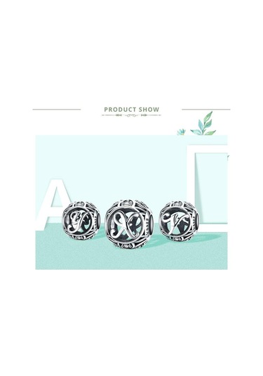 Bamoer Otantik 925 Ayar Gümüş Vintage Charm A'dan T'ye 26 Harf, Temizle Cz Alfabe Boncuk Fit Bilezikler A