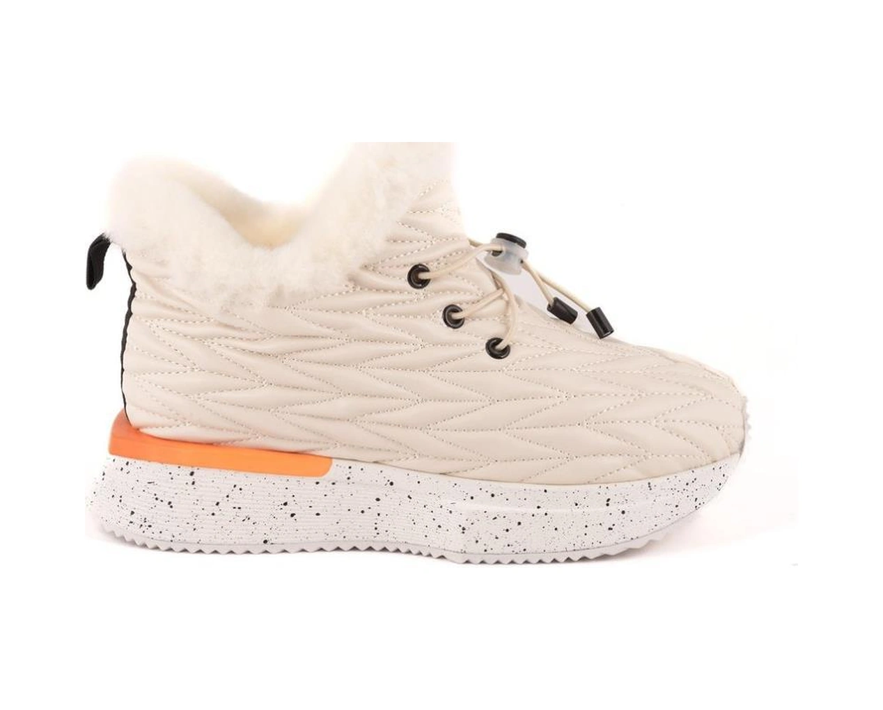 Guja 24k326 Kalın Taban Kapitoneli Kürklü Kadın Kar Botu Bej