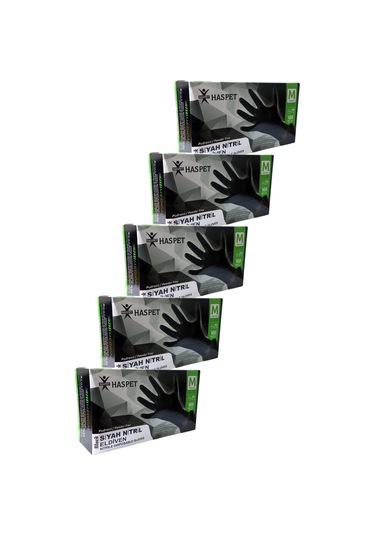 Siyah Nitril Pudrasız Eldiven M Beden Beşli Paket 500 Adet