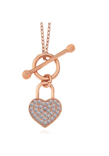Blackcraft 925 Ayar Gümüş Rose Sallantılı Kalp Kadın Kolye Bc-98af5e Renkli