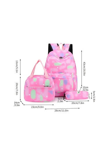 3 Parçalı Okul Sırt Çantası: Büyük Sırt Çantası, Öğle Yemeği Çantası Ve Kalem Kutusu Pembe Th