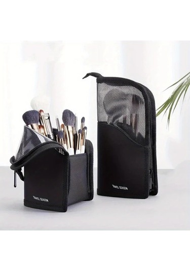 Gateesat Pembe 1 Adet Şeffaf Makyaj Çantası Seyahat Kozmetik Fırçası Organizer Çok Amaçlı Pembe