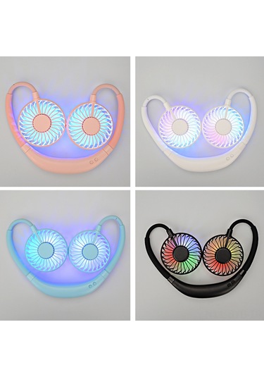 Symbee Gs-x8 Kol Serbestleştirici Koku Ve Işık Özellikli 3 Vitesli Portatif Boyun Fanı Pembe, Şarjlı Batarya