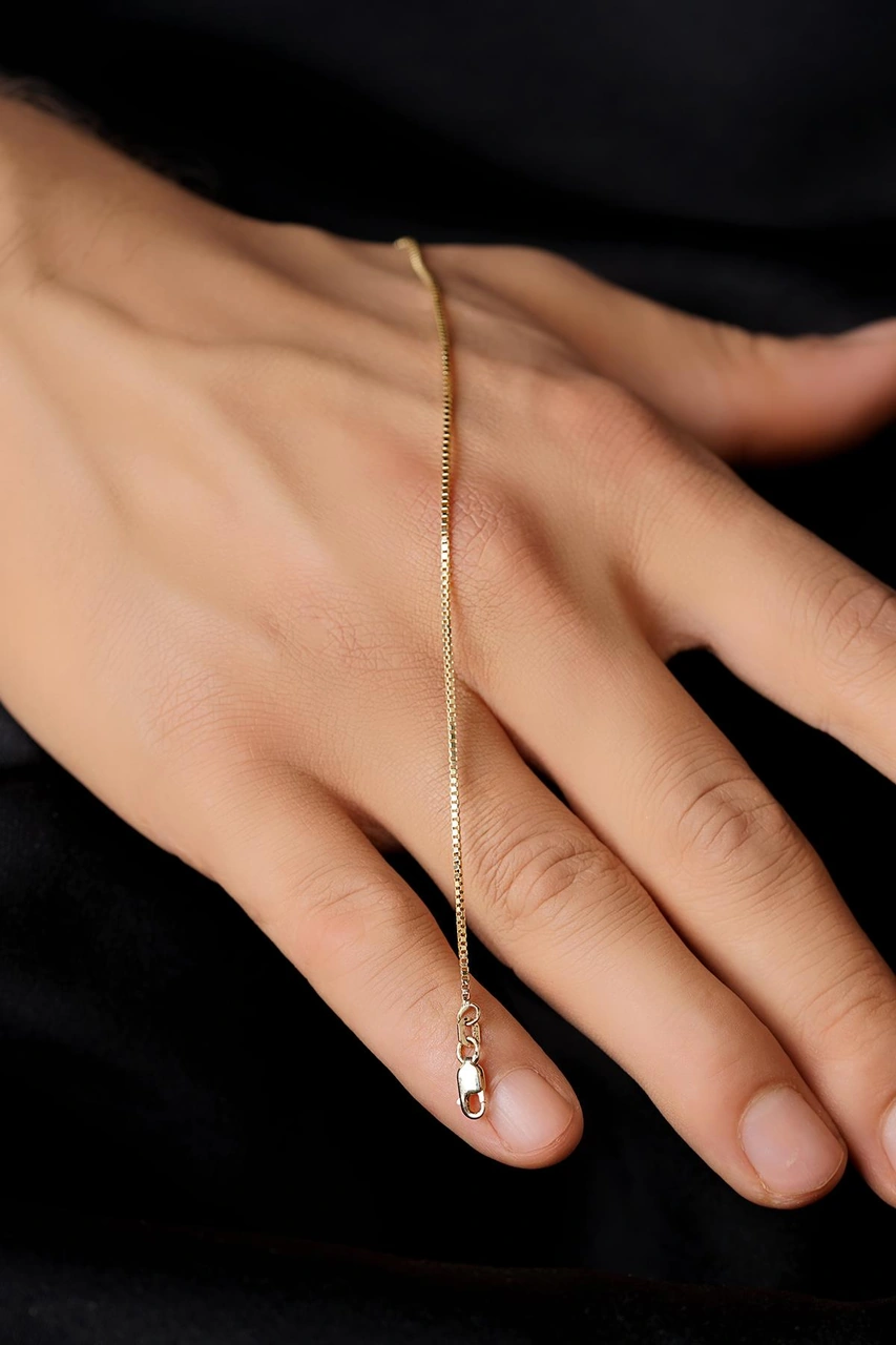 14 Ayar Altın İnce Küp Zincir Erkek Bileklik 0,95 Mm Sarı Altın