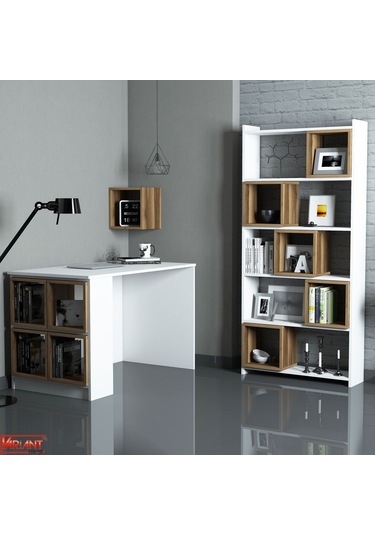 Variant Box Kitaplık Ve Çalışma Masası Takımı Ceviz