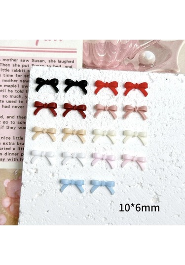 Flybuy Sevimli Yay Tırnak Charm 20 Adet Renkli Minik Yaylar Tırnak Sanatı Dz941-02