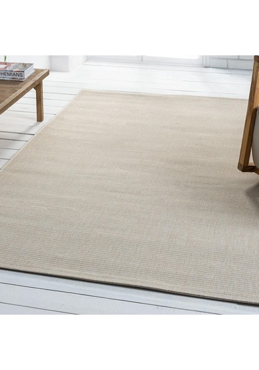 Düz Krem Jüt Görünümlü Modern Halı - L663krbo