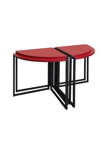 Wrkspc Vidasız Kolay Kurulum Yonca Yuvarlak Zigon Sehpa - Kırmızı