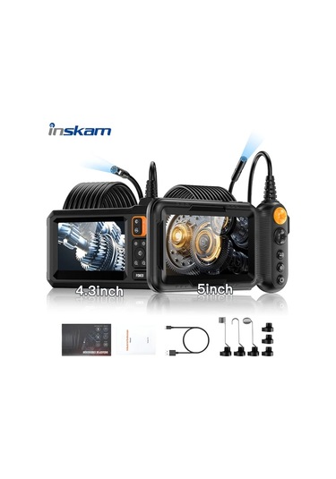 Xuweiwei İnskam 4.3 İnç Çift Lensli 8 Mm 5 M Endüstriyel Borescope Analog Dijital Endoskop Kamera Abs Malzeme Usb Pil Otomotiv Klima Boru Tamiri