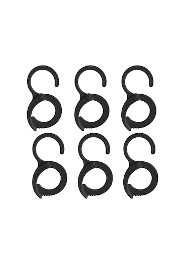 Qingmipy 6 Adet S Şekilli Siyah Plastik Cephe Askısı - 5.5 Cm Genişlikli Giysi Asma Hook