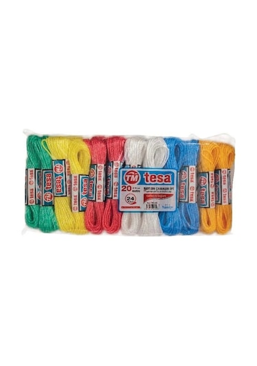 Temsan 20 Metre Naylon Çamaşır İpi 24'lü Çok Renkli