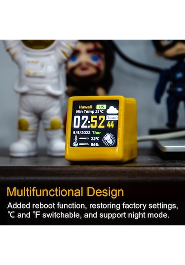 Aubyhe Akıllı Wifi Meteoroloji İstasyonu - Renkli Ips Ekranlı Çok Fonksiyonlu Dijital Saat Sıcaklık/nem/hava Durumu