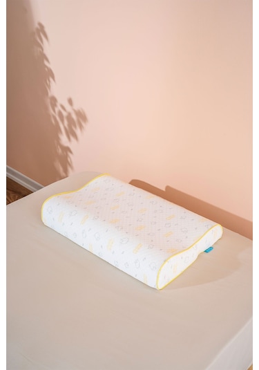 Boyun Destekli Ortopedik Visco Yastık 47x32x8/6 Cm Beyaz