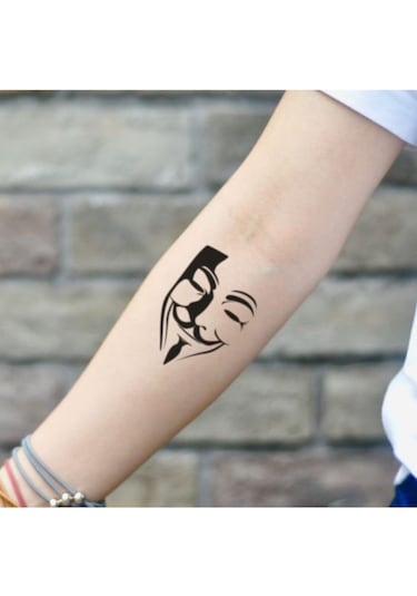Geçici V For Vendetta Maske Tattoo Kol Omuz Dövmesi