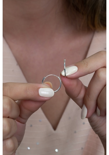 Takı Dükkanı Kadın Gümüş Halka Küpe Taşsız Menteşeli wsk01-t