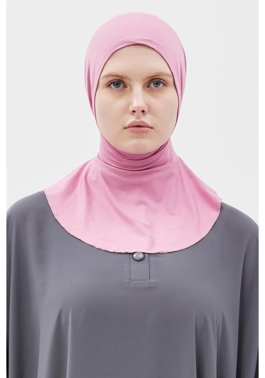 Kadın Tesettür Pratik Boyunluklu Hijab - Sporcu Bone Koyu Pembe