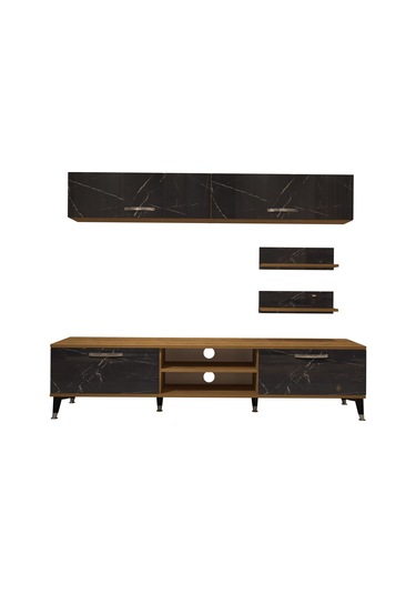 Decoraktiv Eko 5 Mdf Dvd Silver Tv Ünitesi Tv Sehpası Pera - Siyah Mermer