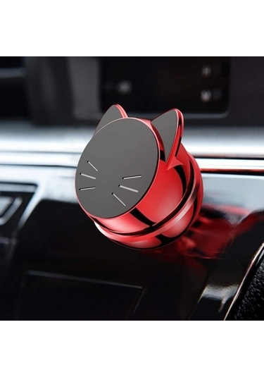 Makine Tutucu Kedi Şekli Manyetik Araba 360 Derece Evrensel Tutucu - Kırmızı