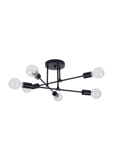 Neoglint Tavan Lambası 6 Işıklı Modern Metal Avize Siyah Siyah