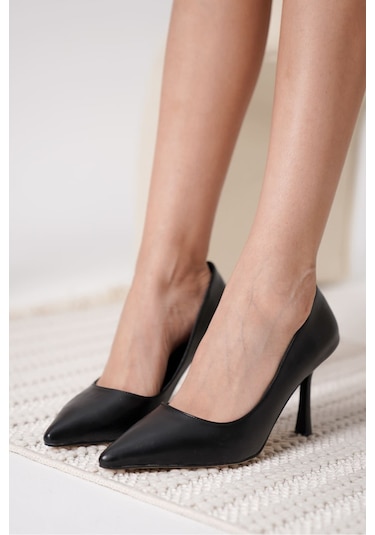 Alfaze Siyah Mat Sivri Burun Stiletto Siyah