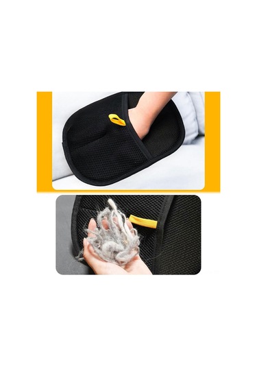 Moveevo Çift Taraflı Silikon Kedi Köpek Tüy Alma Eldiveni - Statik Tüy Temizleme, Bakıma Uygun, Siyah Opp Paket Siyah