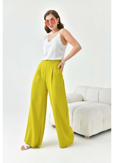 Ftz Women Kadın Lastikli Pantolon Asit 30756-Asit Yeşil