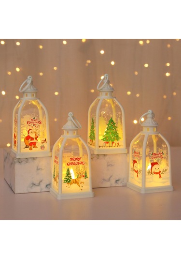 Vkemall Noel İçin Led Kule Şeklinde Işıklı Dekoratif Aydınlatma - Santa Claus Desenli Ev Dekoru Lambası