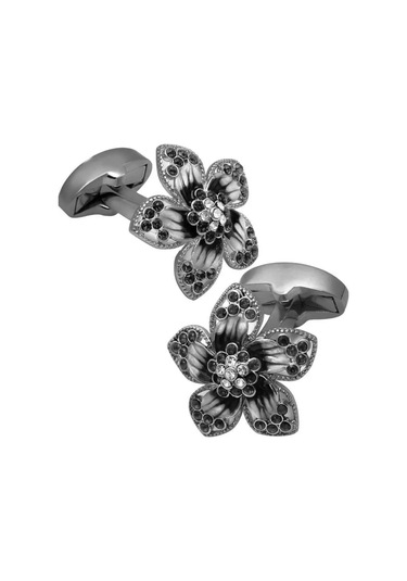 Nilegant Siyah Çiçek Kadın Kol Düğmesi