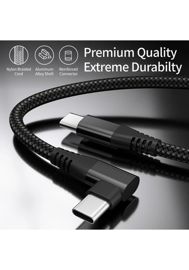 Willowhaven Gri 5li Paket 10gbps Hizli Sarj Usb C Kablo İphone Uyumlu 15 Samsung 3a 90 Derece