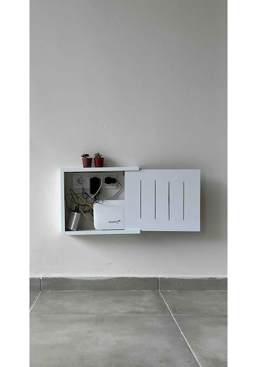 Besa Home Wi-fi Wifi Kutusu Şartel Modem Kutusu Priz Elektrik Kablo Gizleme Montaj Dekoratif Mobilya Beyaz