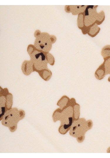 Ayı Desenli Velsoft Battaniye Ekru